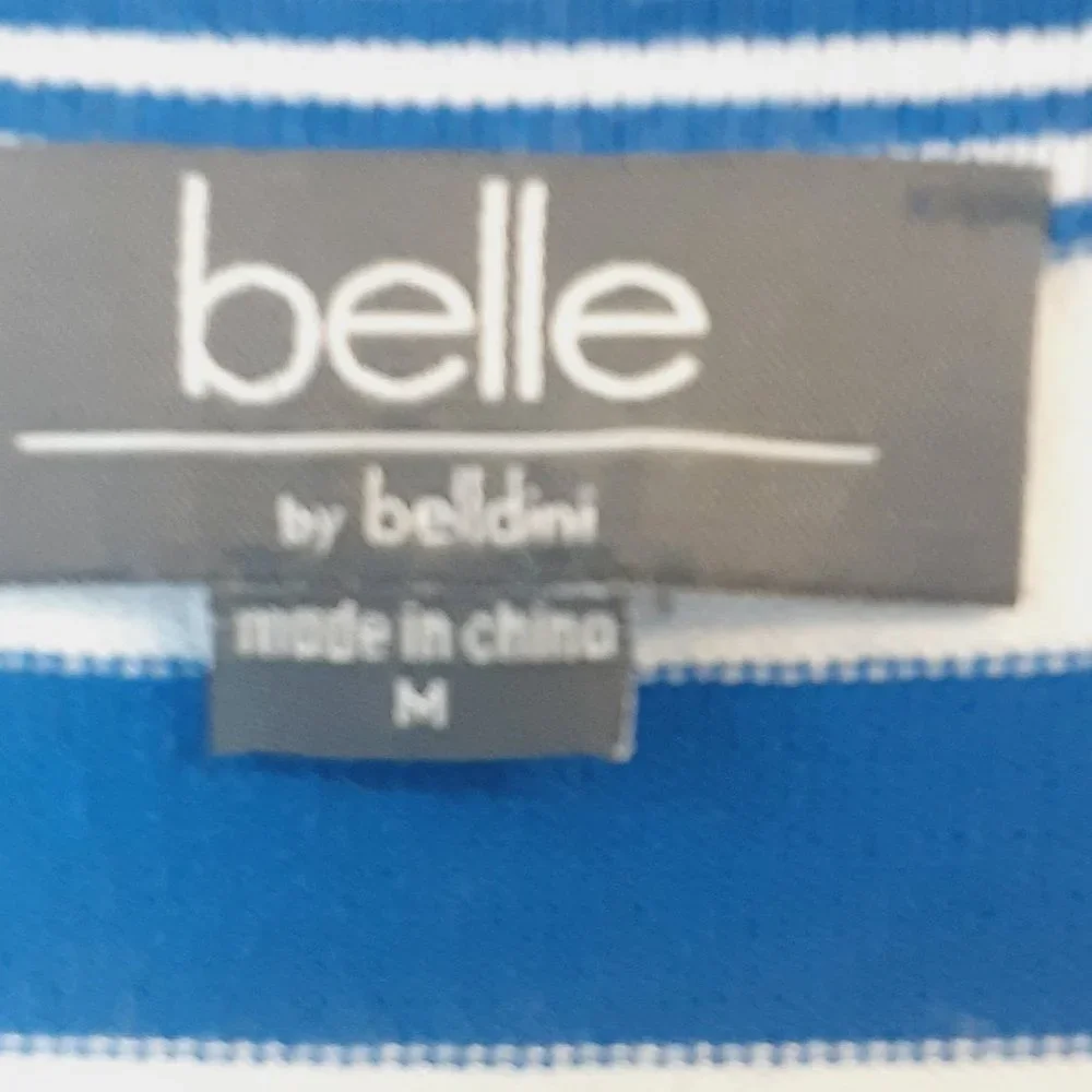 Belldini Striped Cardigan, V-neck, 3/4 Sleeve, Royal Blue & White | Medium - Picture 12 of 14
